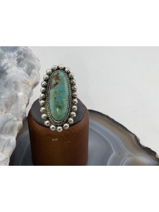 Single Jewelry - 925 Sterling Silver Ladies Turquoise Silver Ring Native American Single Stone